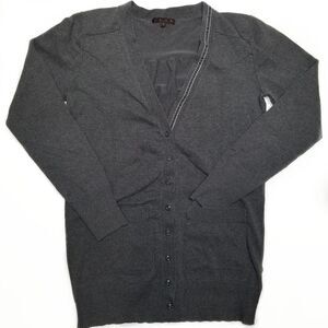 Shae‎ V-Neck Cardigan Sweater Gray Small